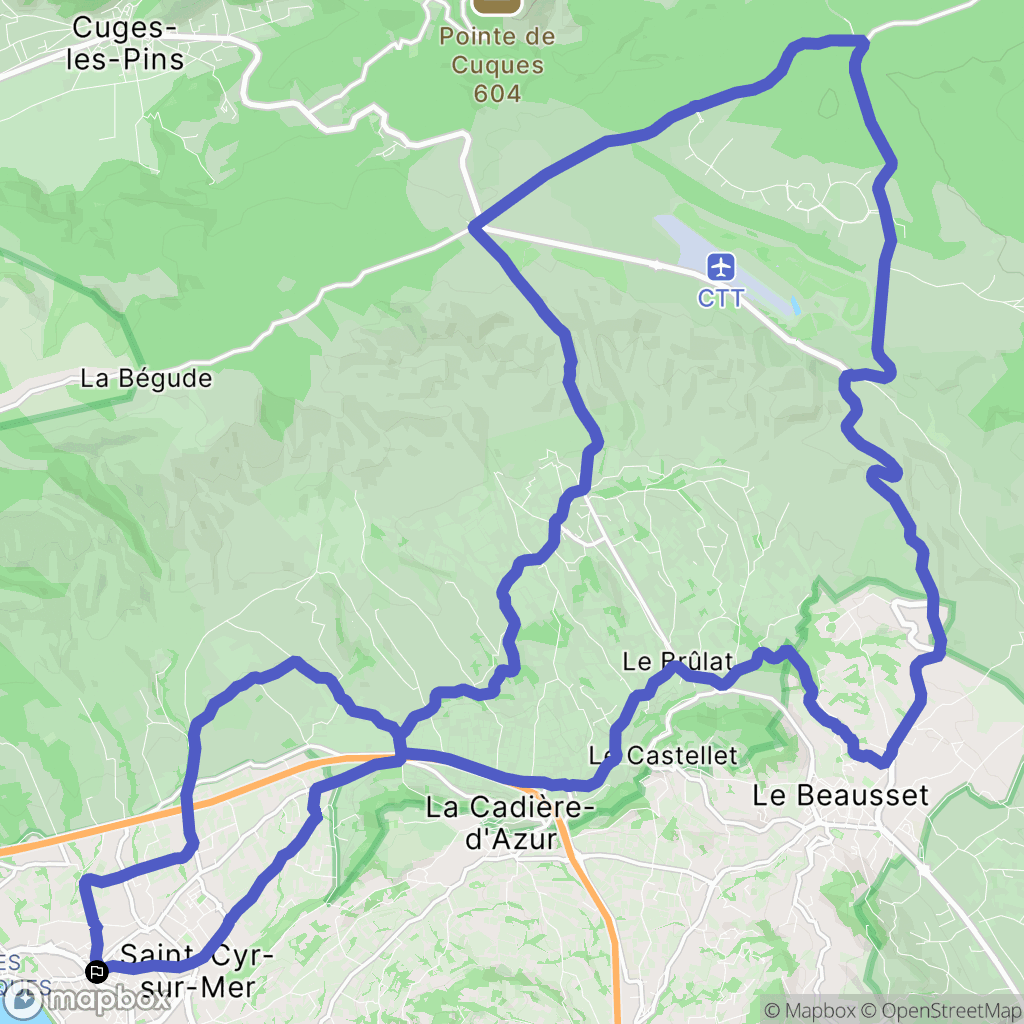 Saint-Cyr-sur-Mer : carte du parcours de randonnée - France