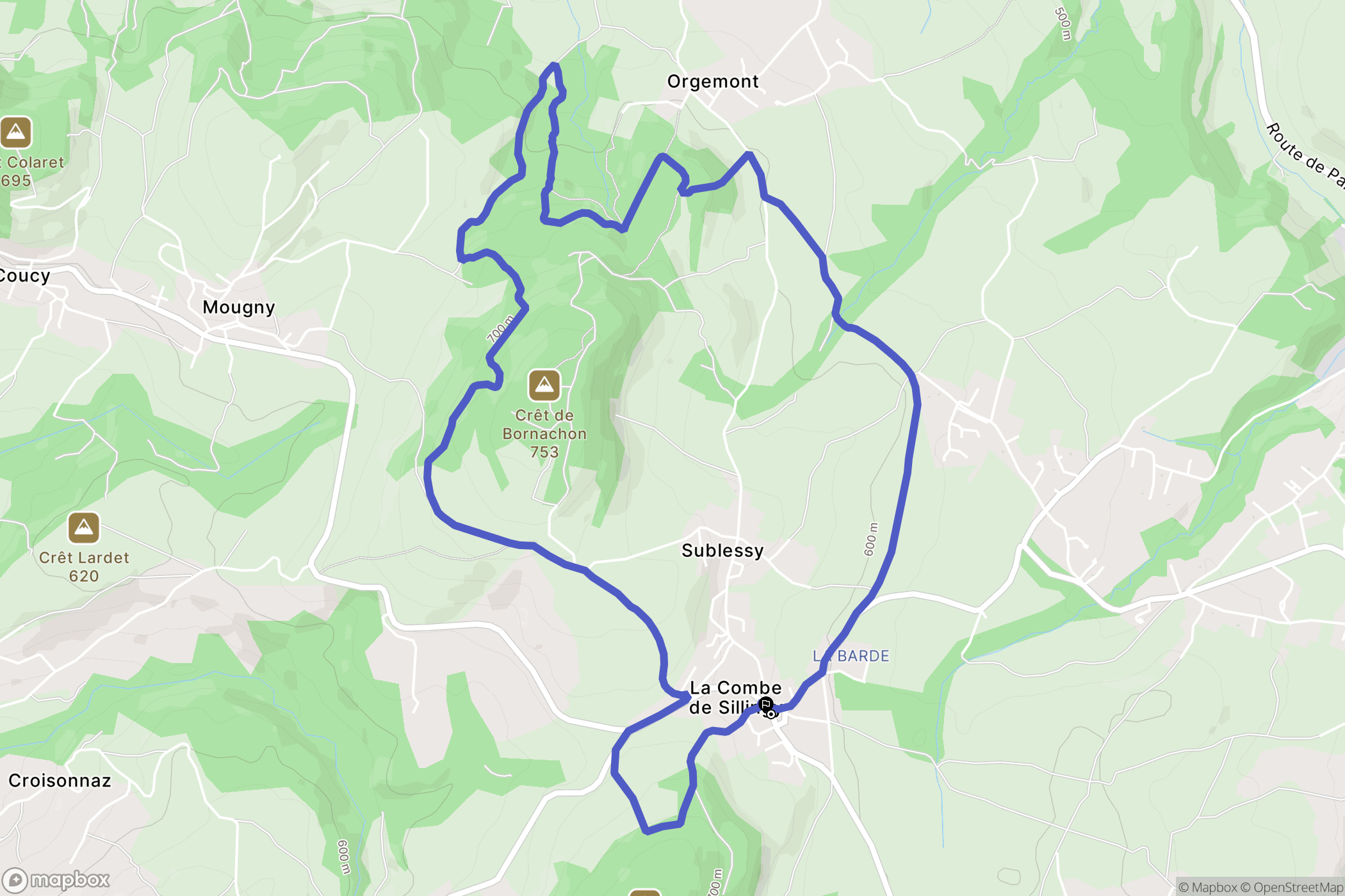 Sillingy : carte du parcours de randonnée - France