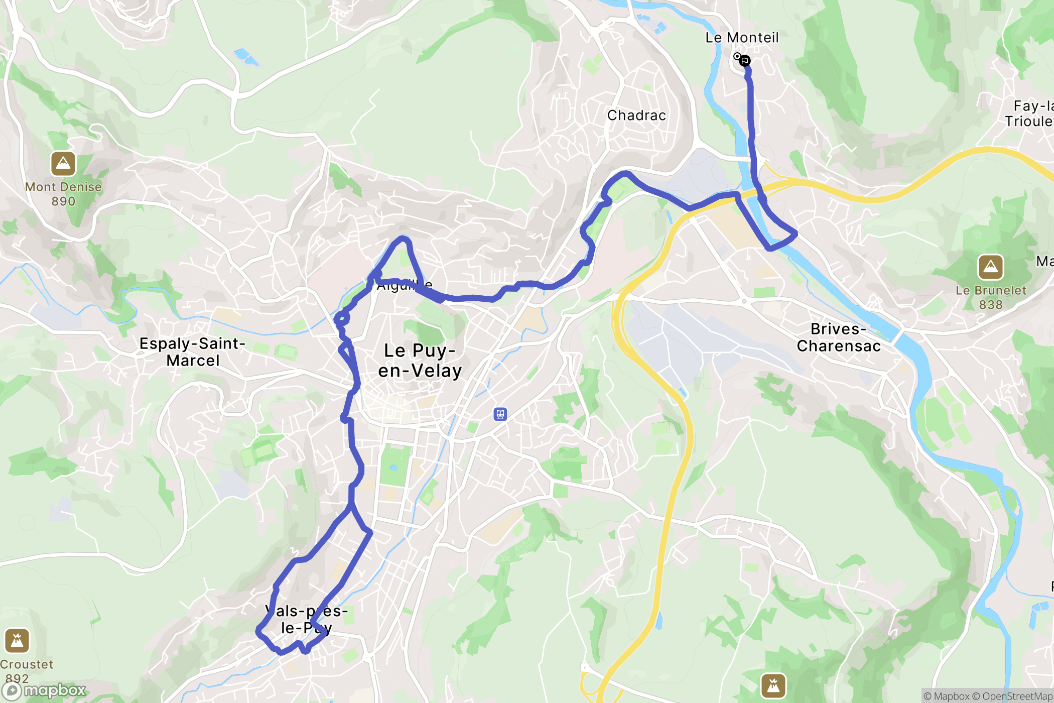 Le Monteil : carte du parcours de randonnée - France