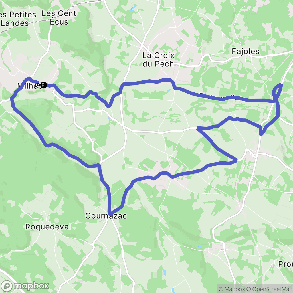 Milhac : carte du parcours de randonnée - France