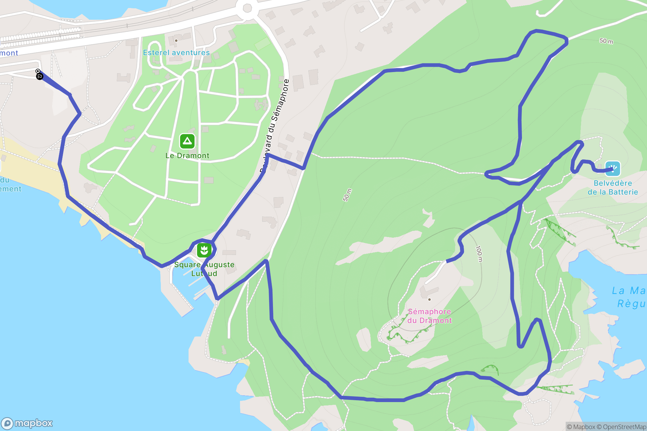 Boulouris sur Mer : carte du parcours de randonnée - France