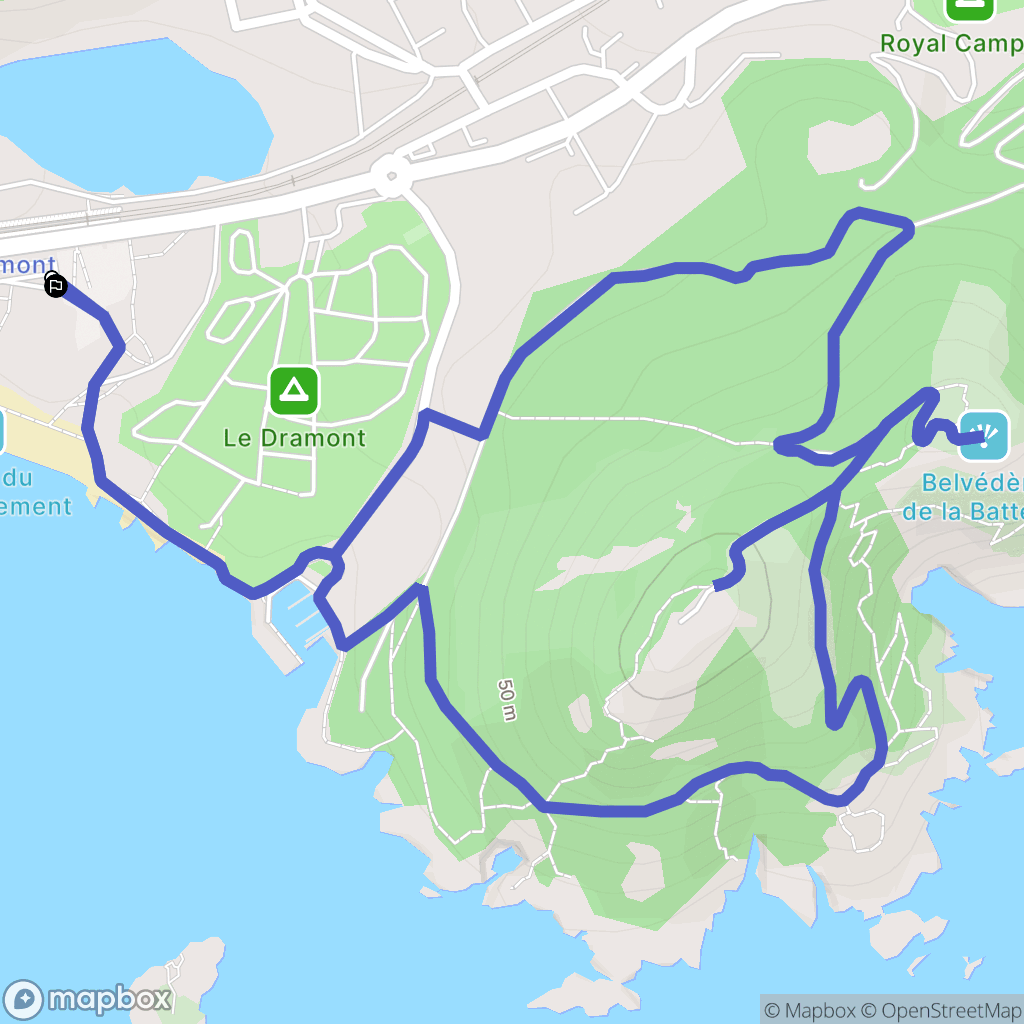 Boulouris sur Mer : carte du parcours de randonnée - France