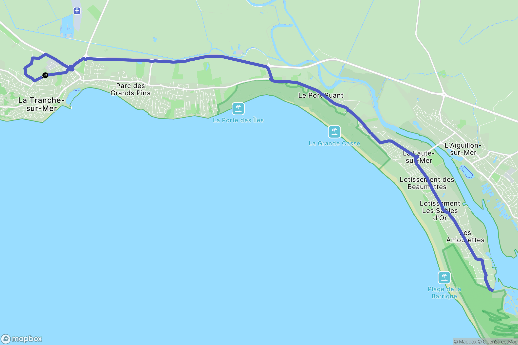 La tranche sur Mer : carte du parcours de randonnée - France