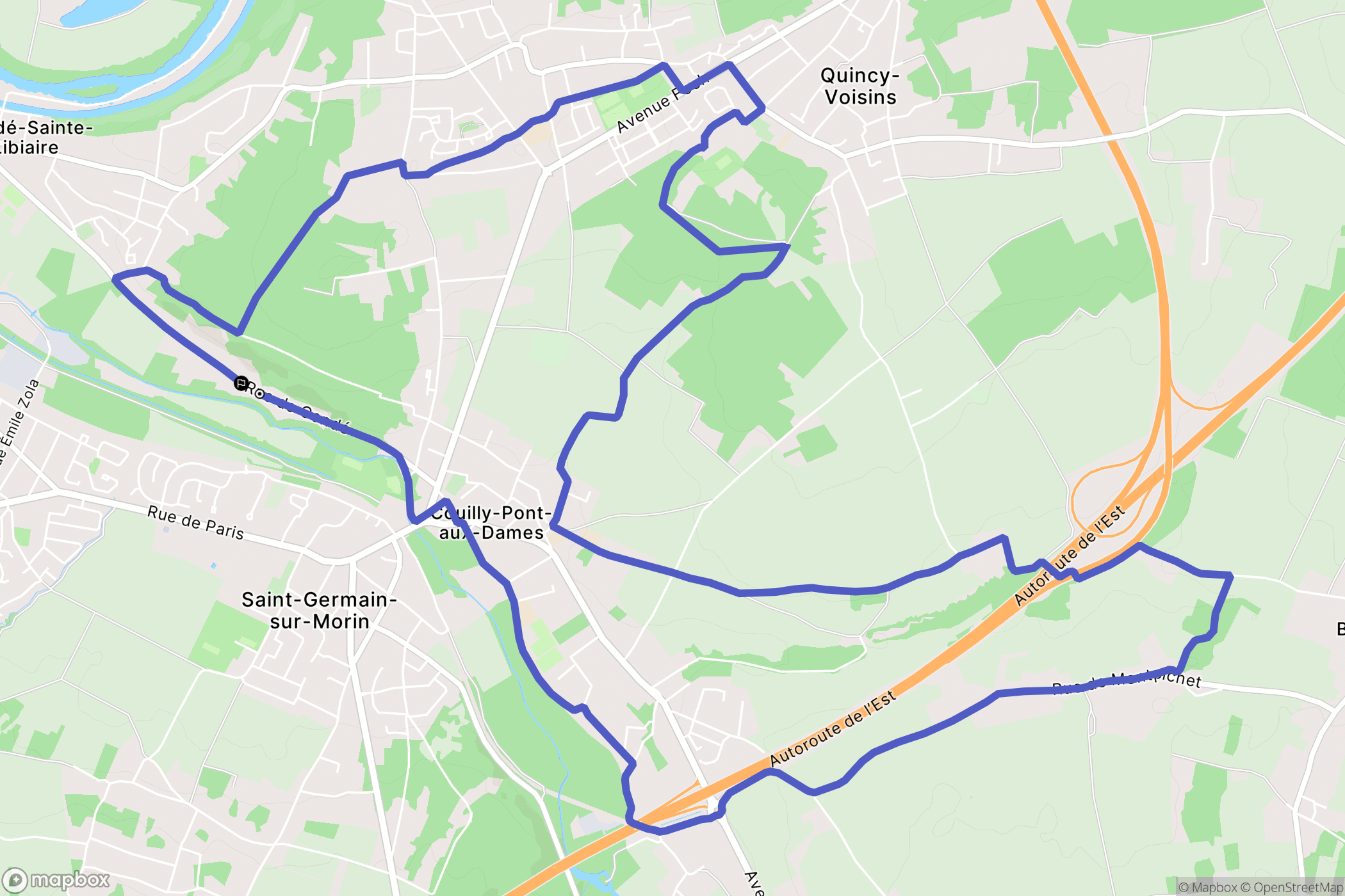 Couilly-Pont-aux-Dames : carte du parcours de randonnée - France