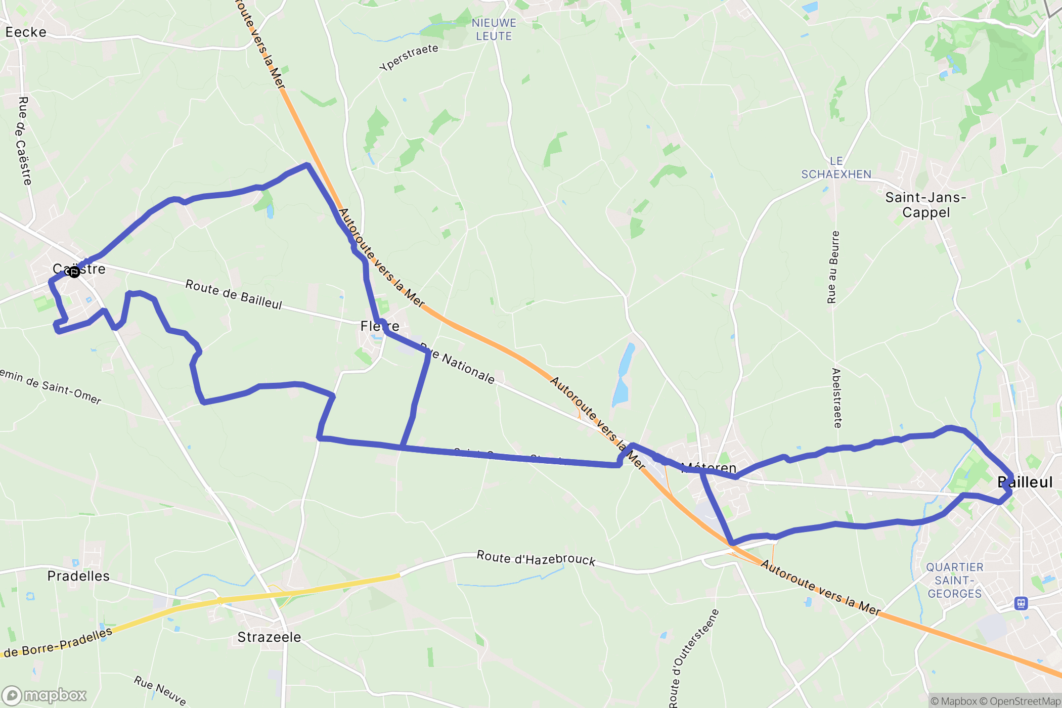 Caëstre : carte du parcours de randonnée - France