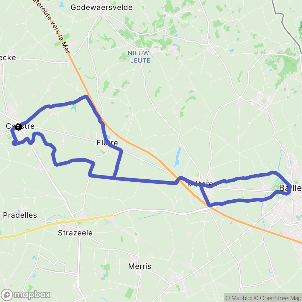 Caëstre : carte du parcours de randonnée - France