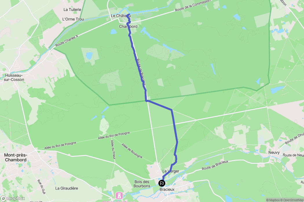 Bracieux : carte du parcours de randonnée - France
