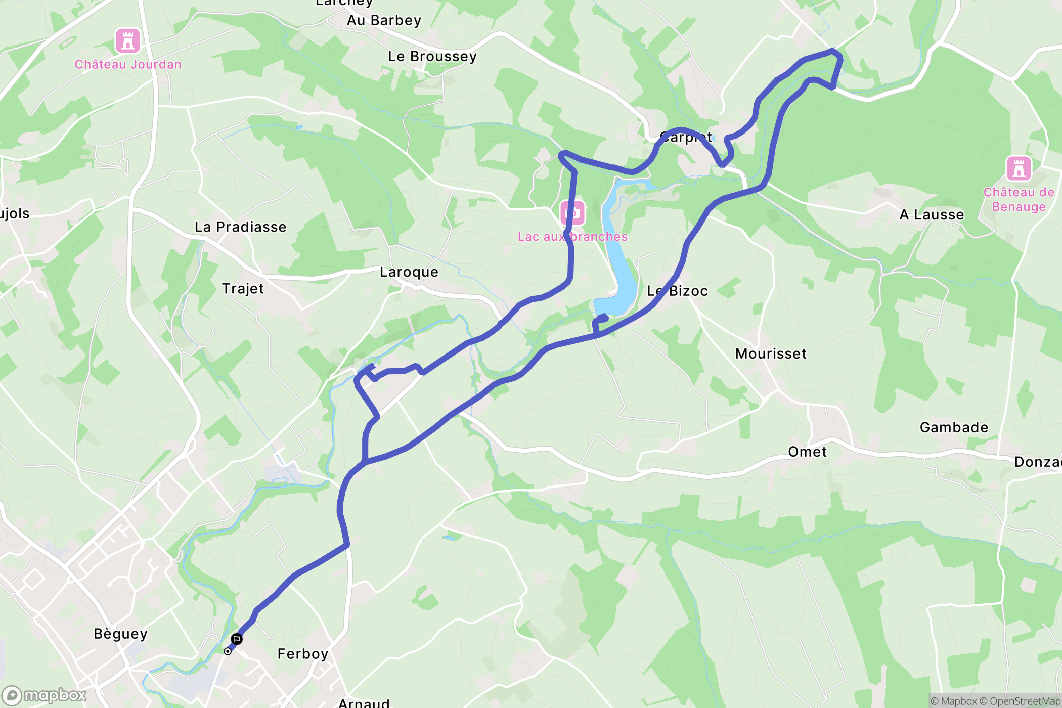 Cadillac-sur-Garonne : carte du parcours de randonnée - France