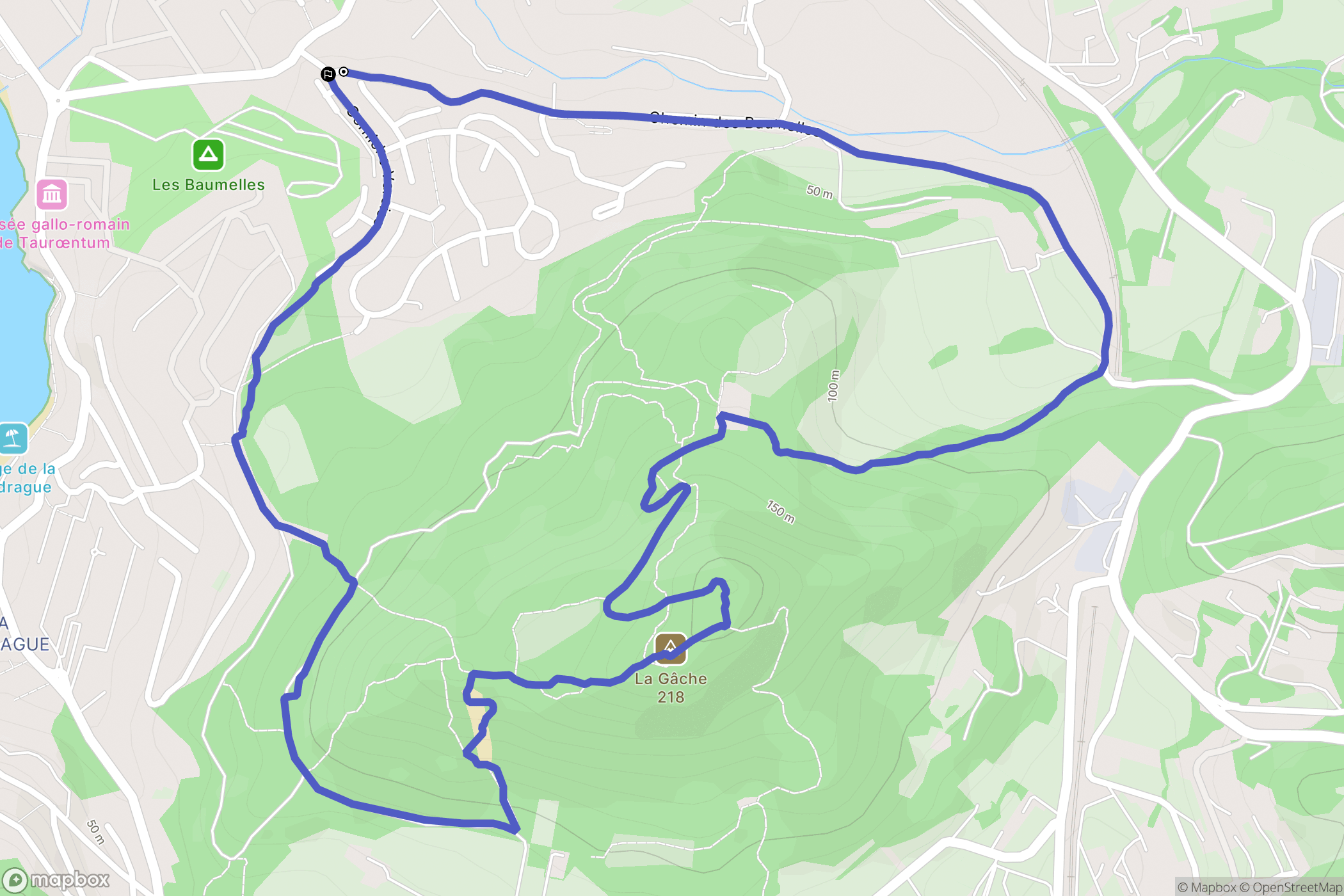 Saint-Cyr-sur-Mer : carte du parcours de randonnée - France