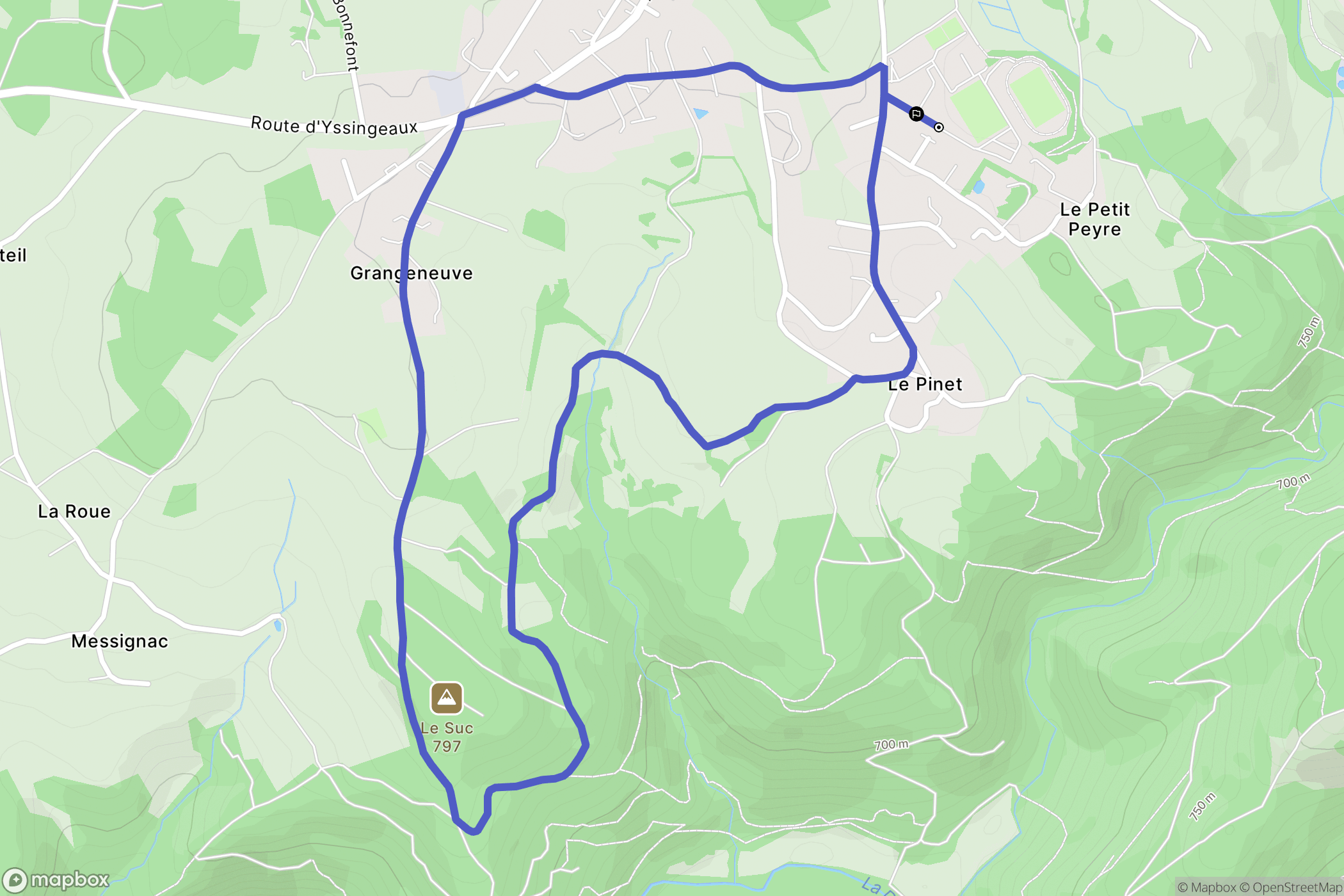 Sainte-Sigolène : carte du parcours de randonnée - France