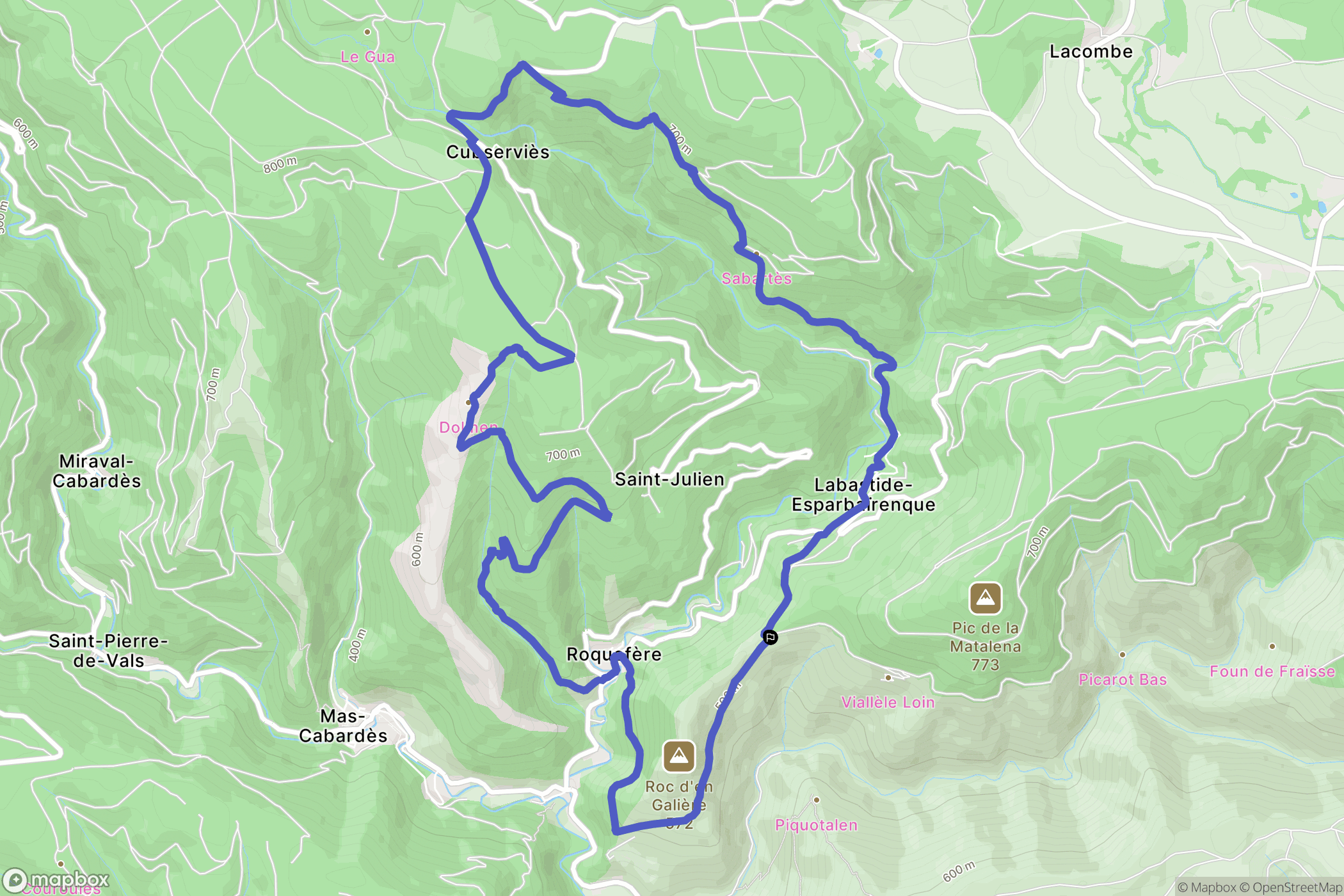 Labastide-Esparbairenque : carte du parcours de randonnée - France
