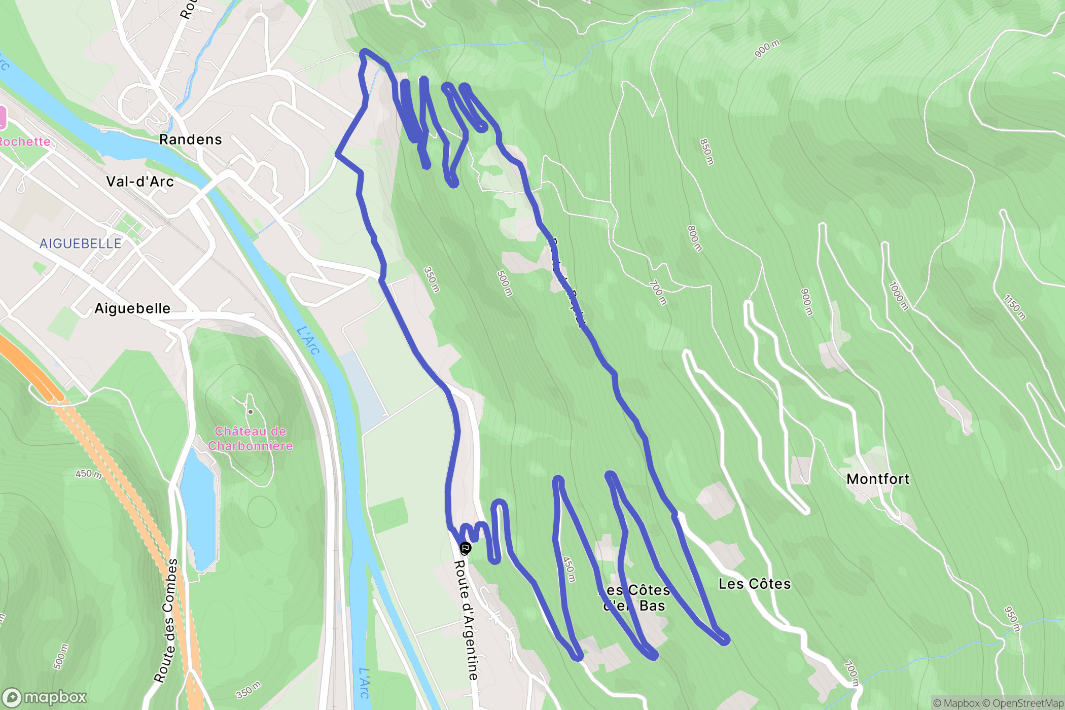 Val-d'Arc : carte du parcours de randonnée - France
