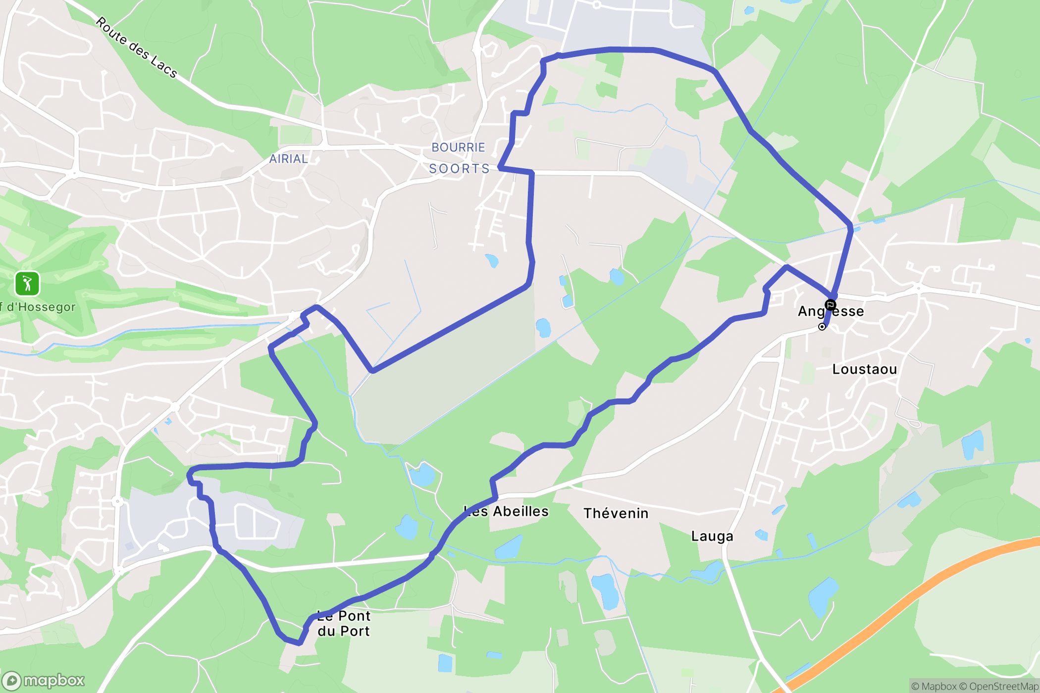 Angresse : carte du parcours de randonnée - France