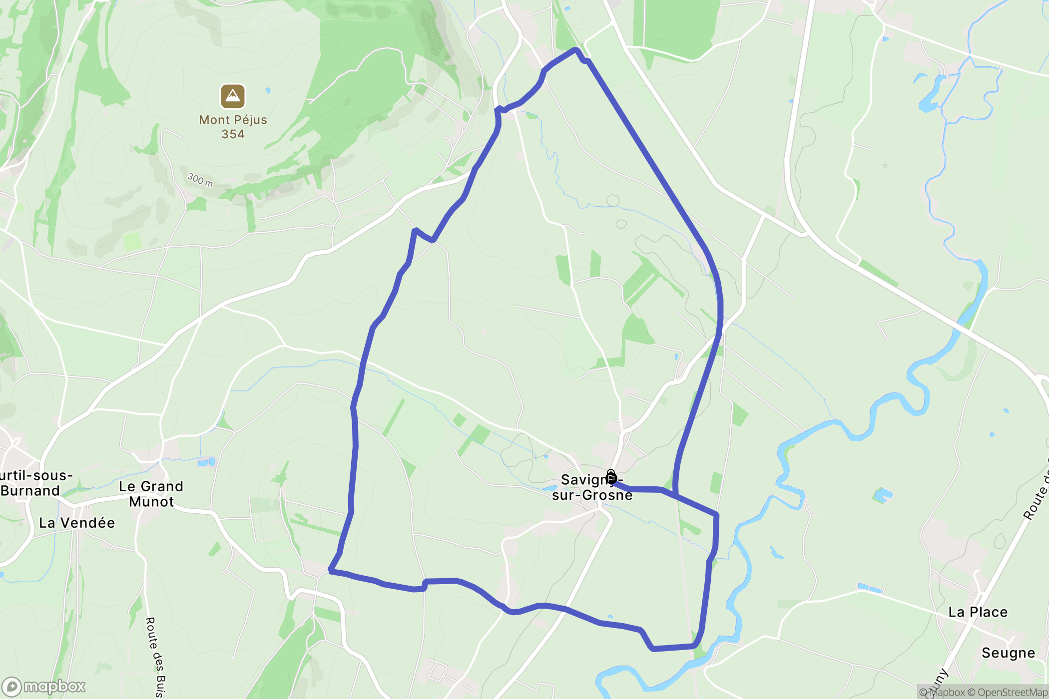 Savigny-sur-Grosne : carte du parcours de randonnée - France
