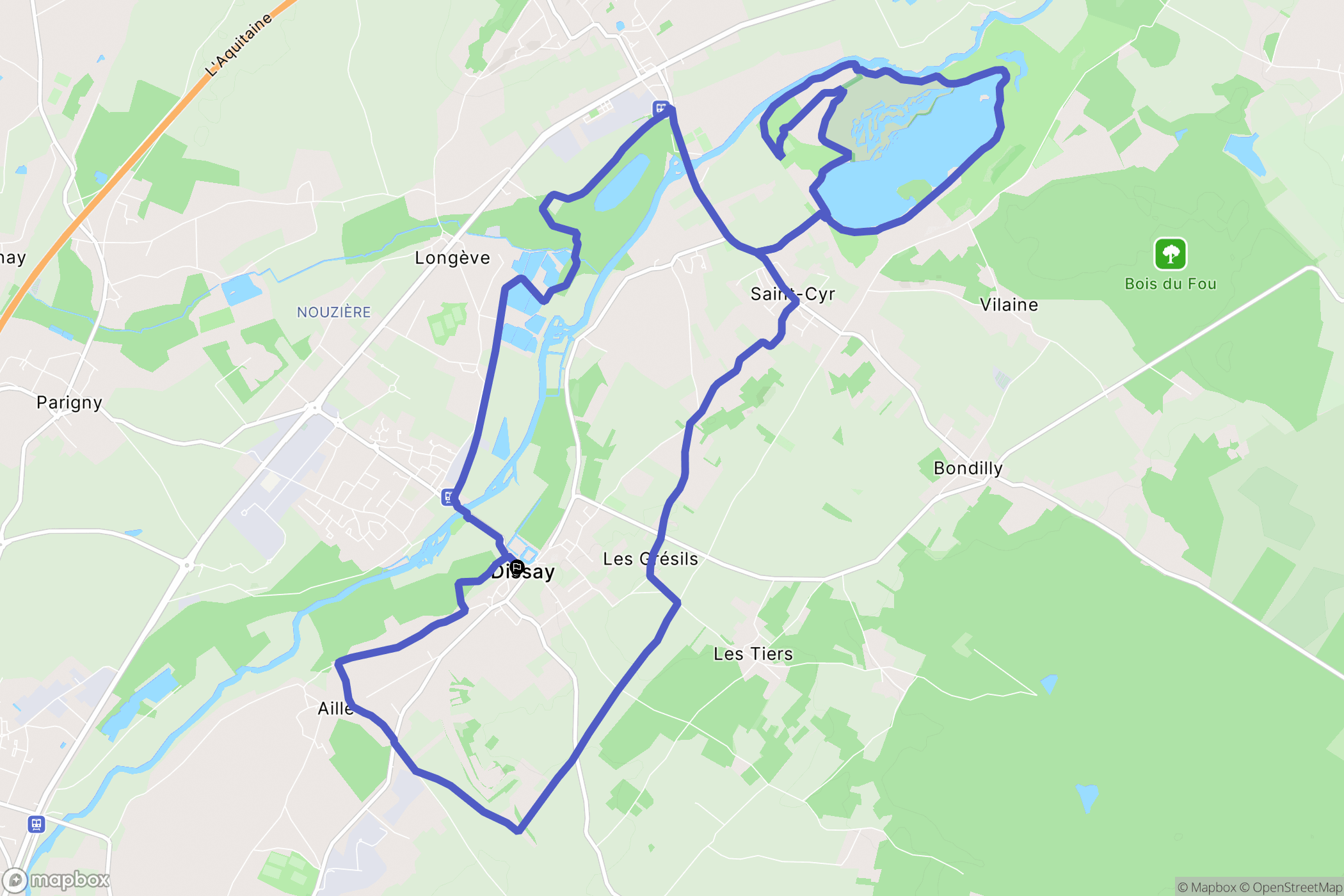 Dissay : carte du parcours de randonnée - France