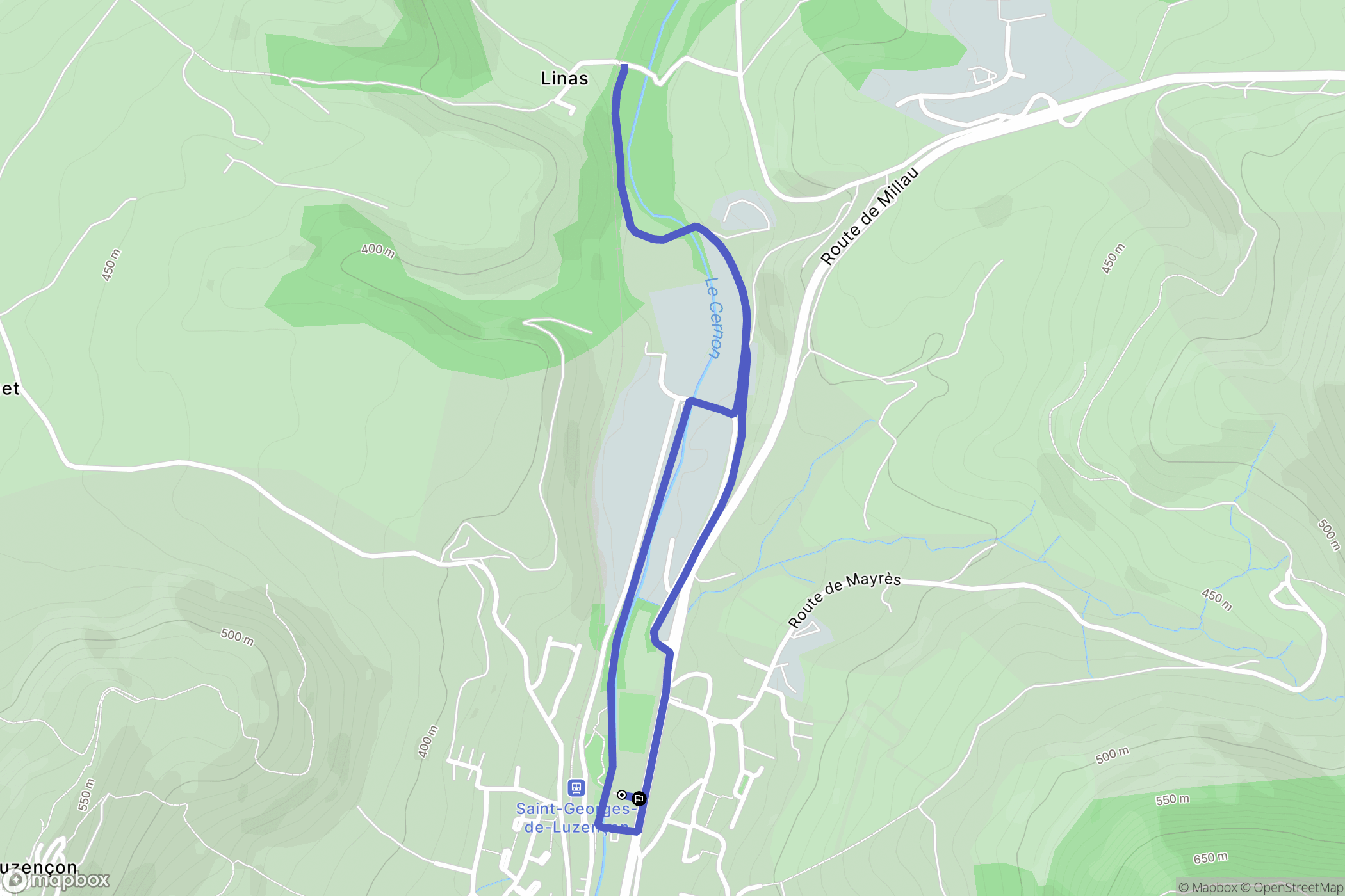 Saint-Georges-de-Luzençon : carte du parcours de randonnée - France