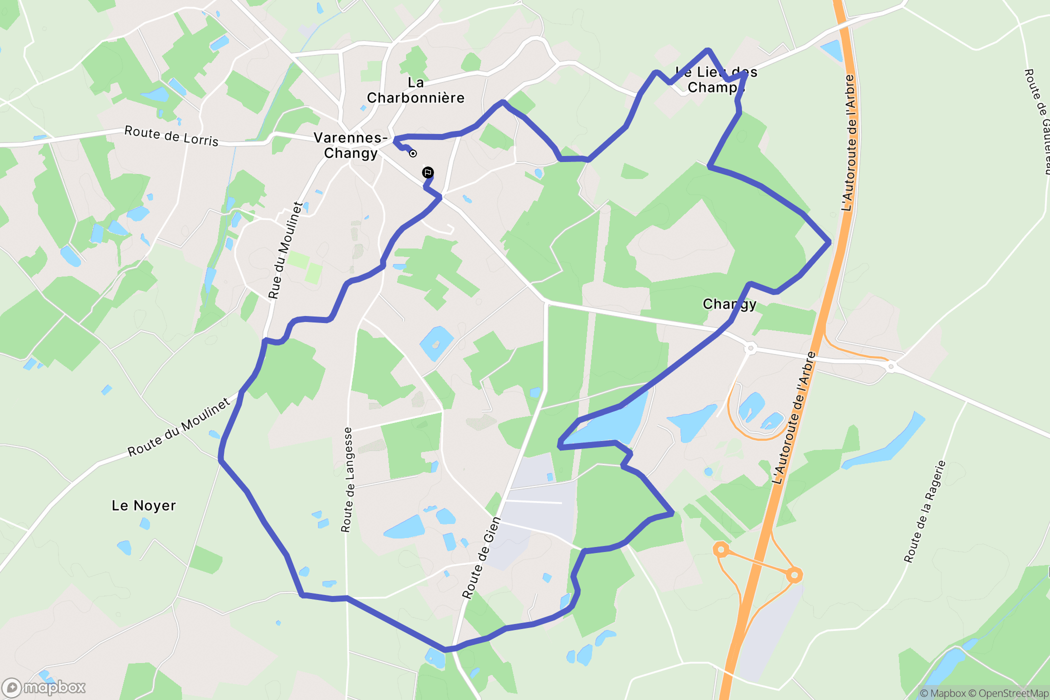Varennes-Changy : carte du parcours de randonnée - France
