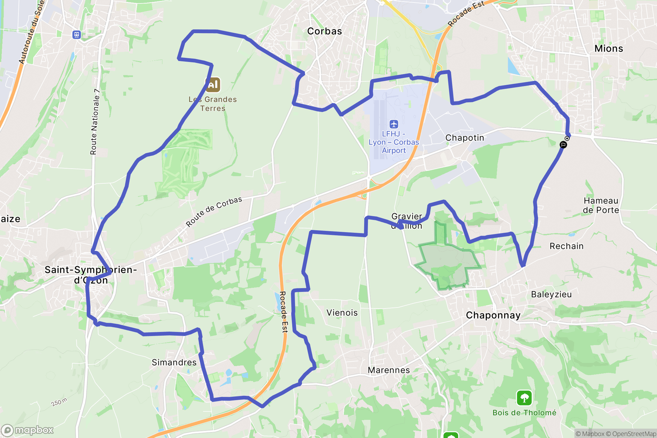 Mions : carte du parcours de randonnée - France