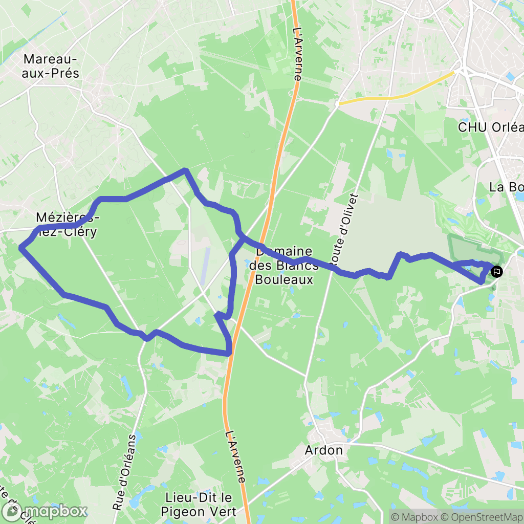 Ardon : carte du parcours de randonnée - France