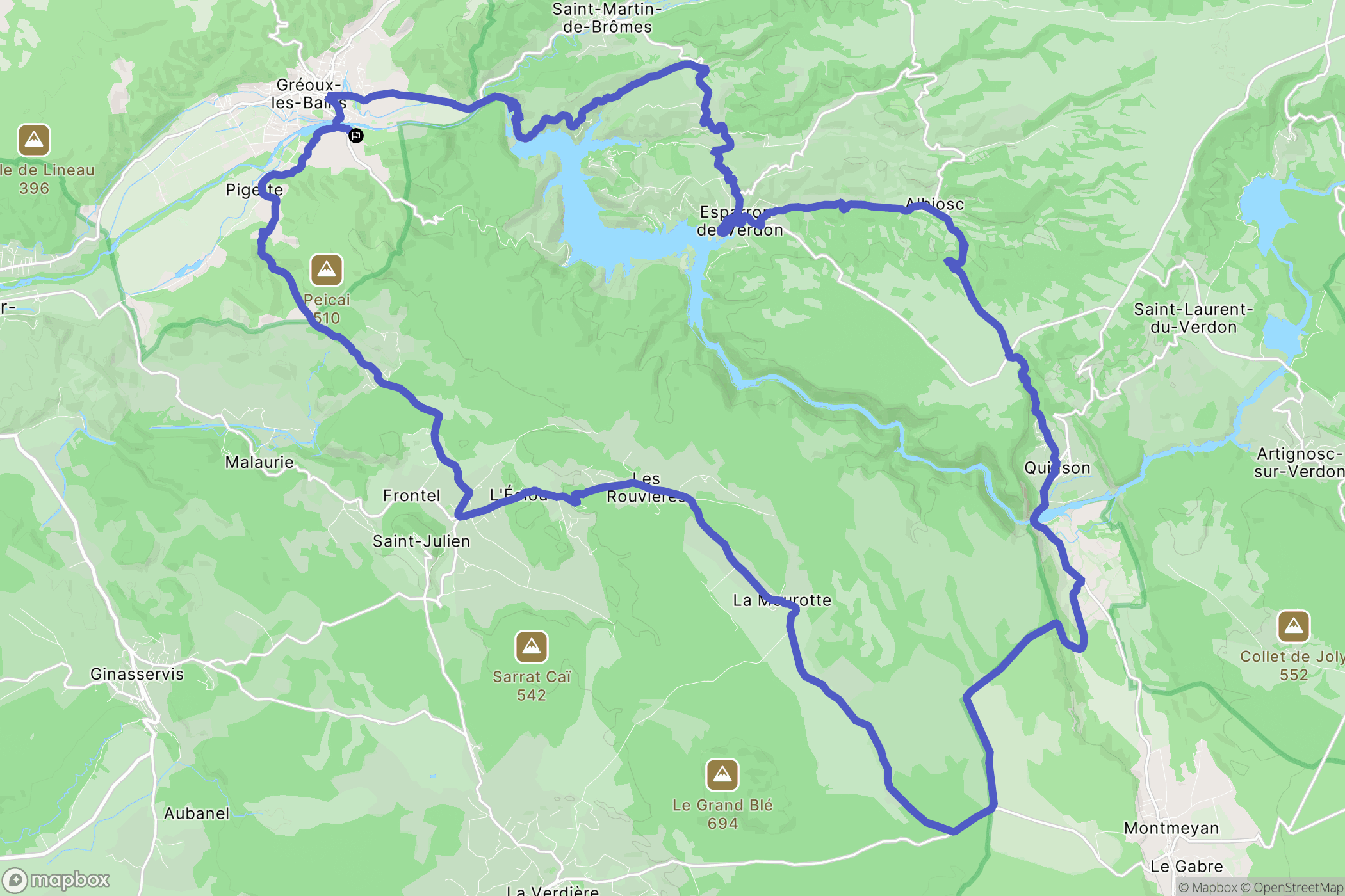 Greoux les bains : carte du parcours de randonnée - France
