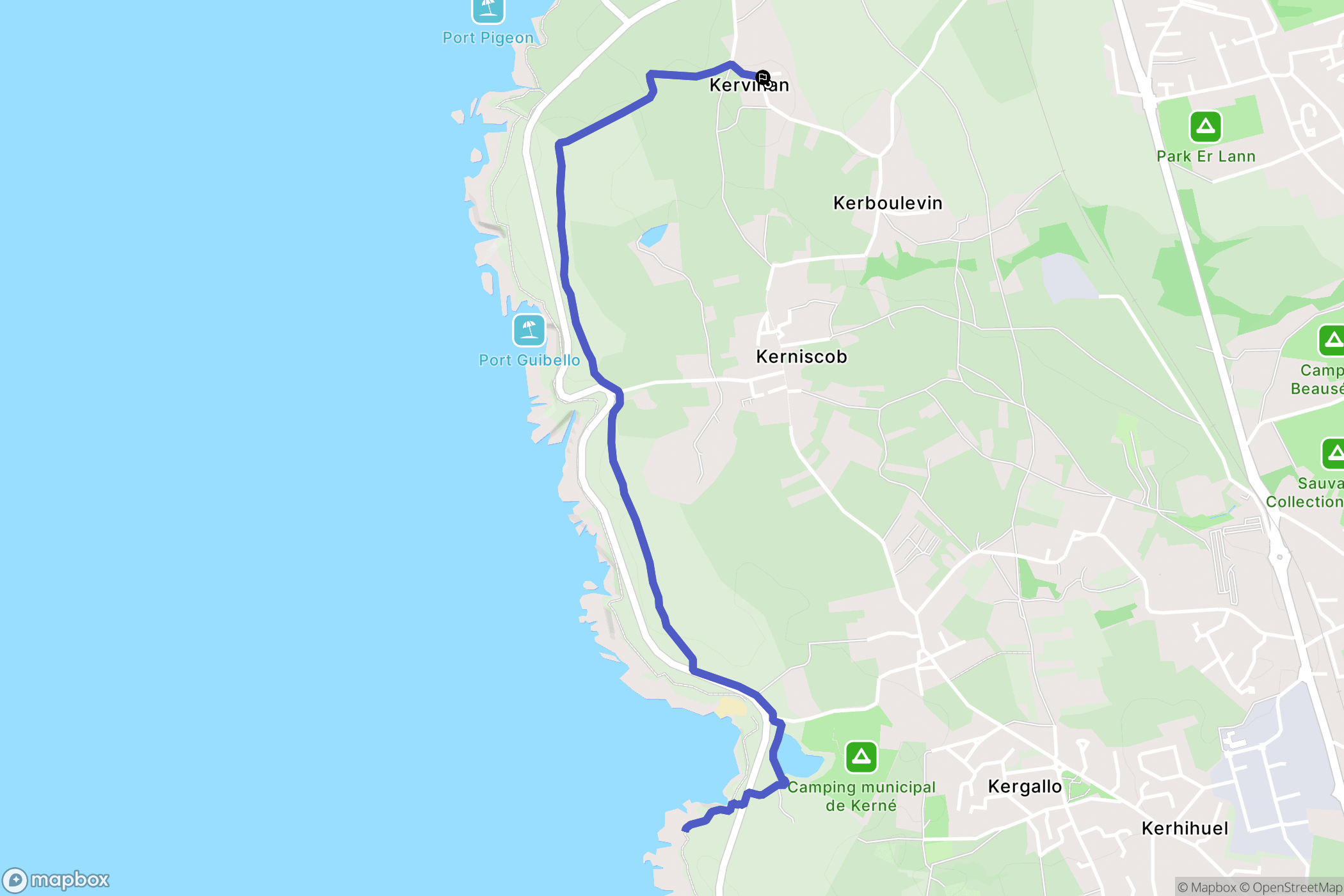 Saint-Pierre-Quiberon : carte du parcours de randonnée - France