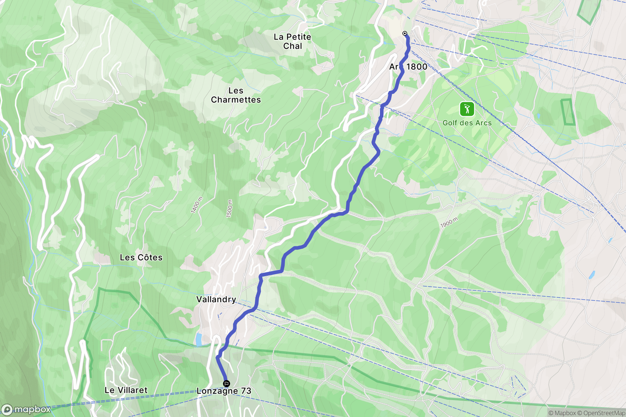 Bourg-Saint-Maurice : carte du parcours de randonnée - France
