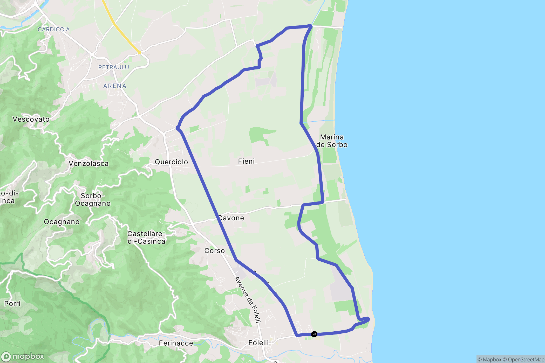Folelli : carte du parcours de randonnée - France