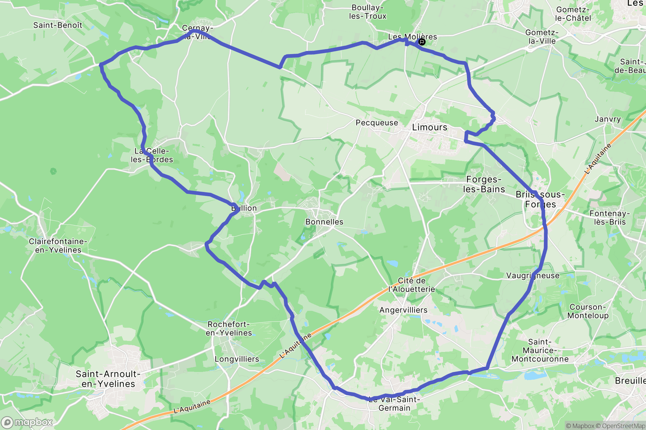 Les Molières : carte du parcours de randonnée - France