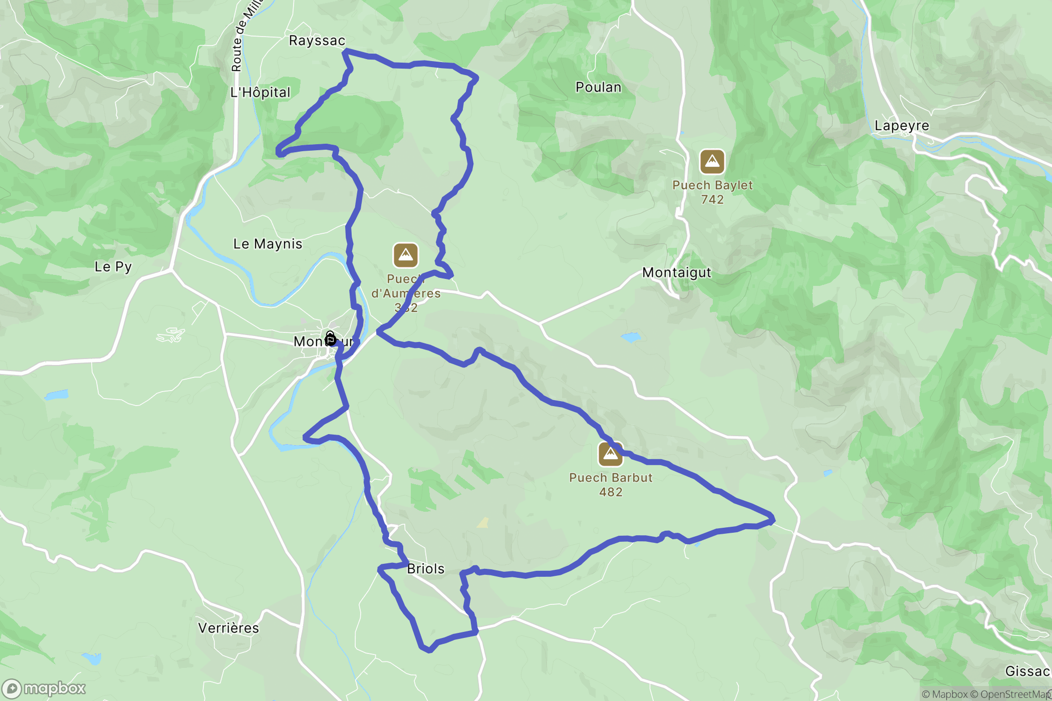 Montlaur : carte du parcours de randonnée - France