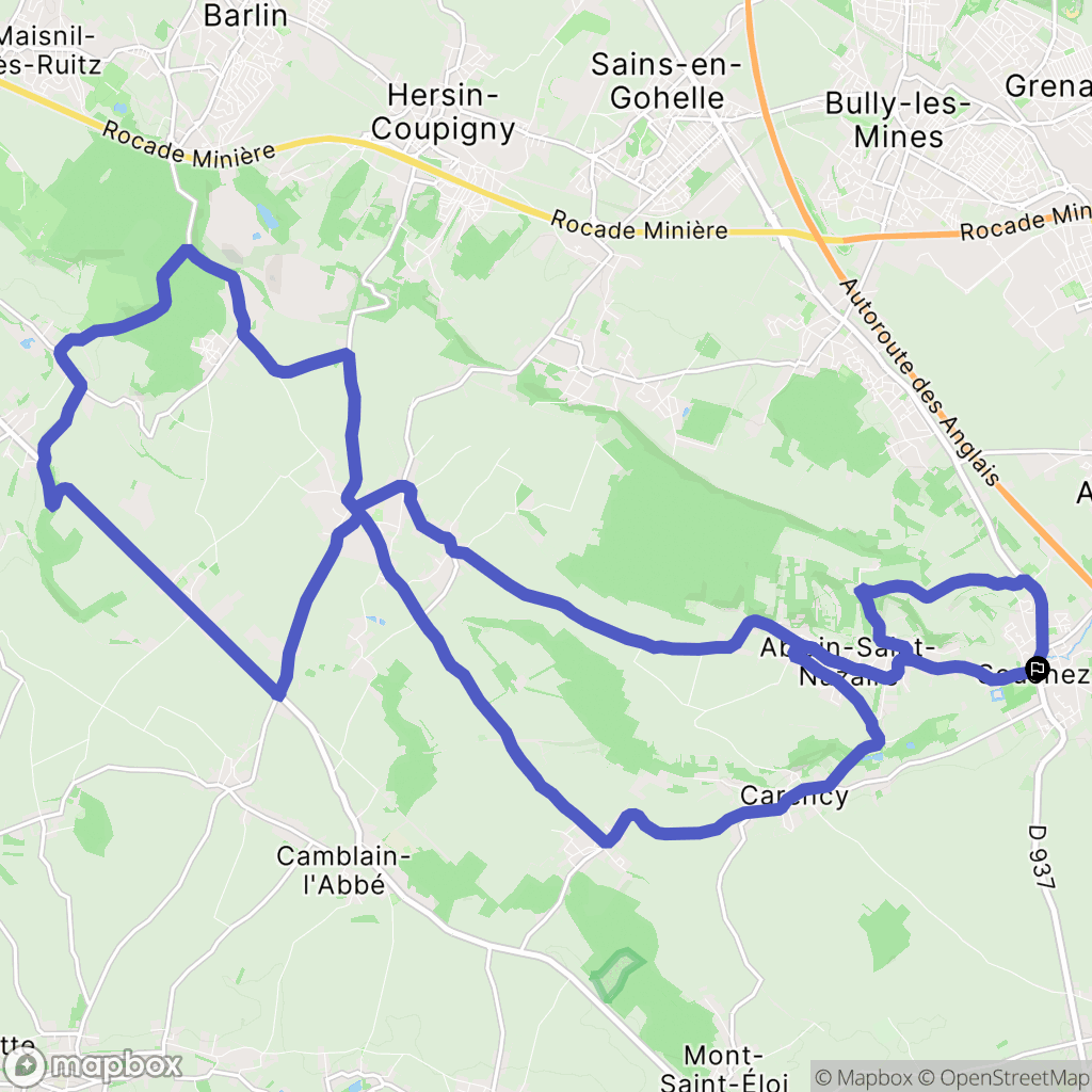 Souchez : carte du parcours de randonnée - France