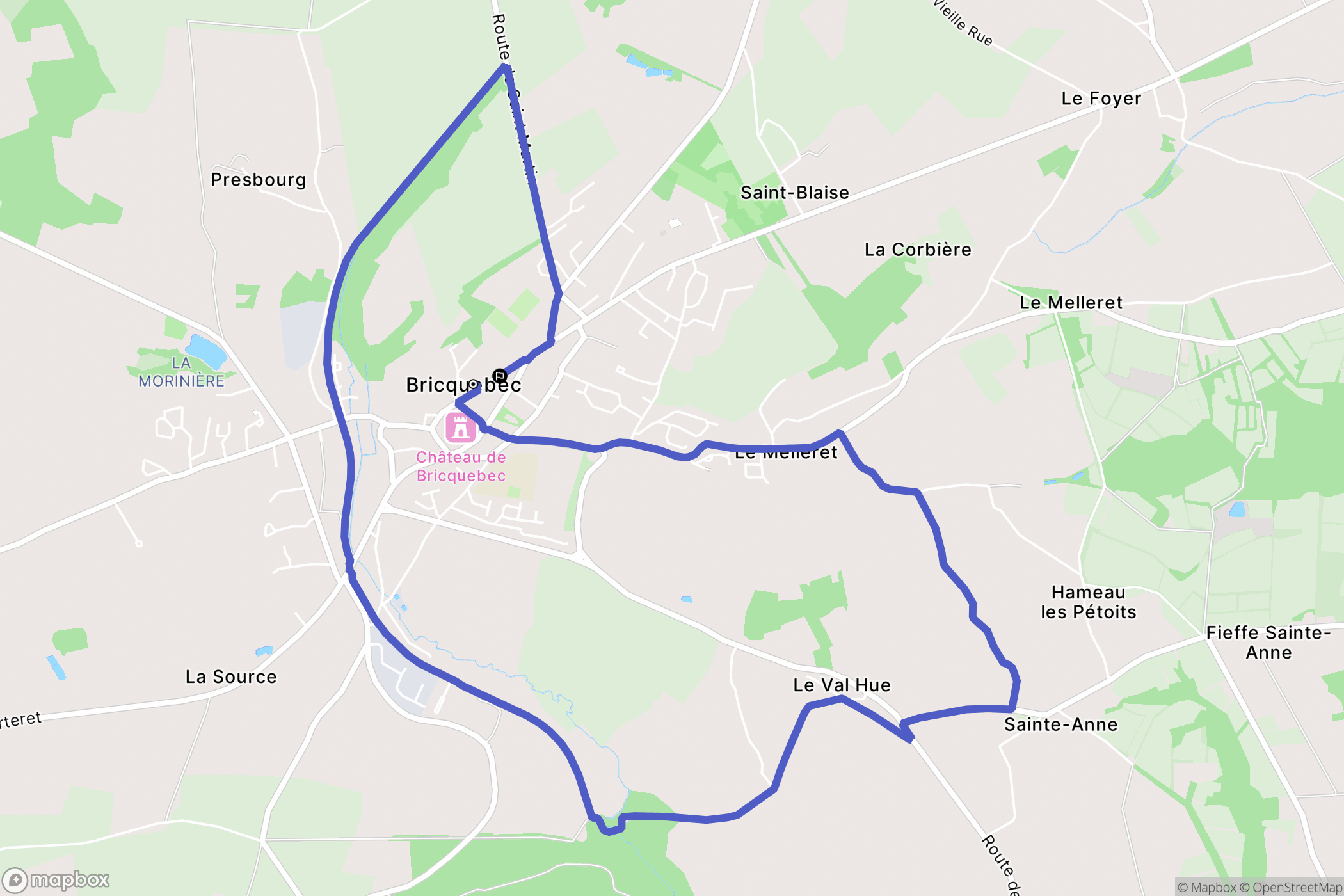 Bricquebec-en-Cotentin : carte du parcours de randonnée - France
