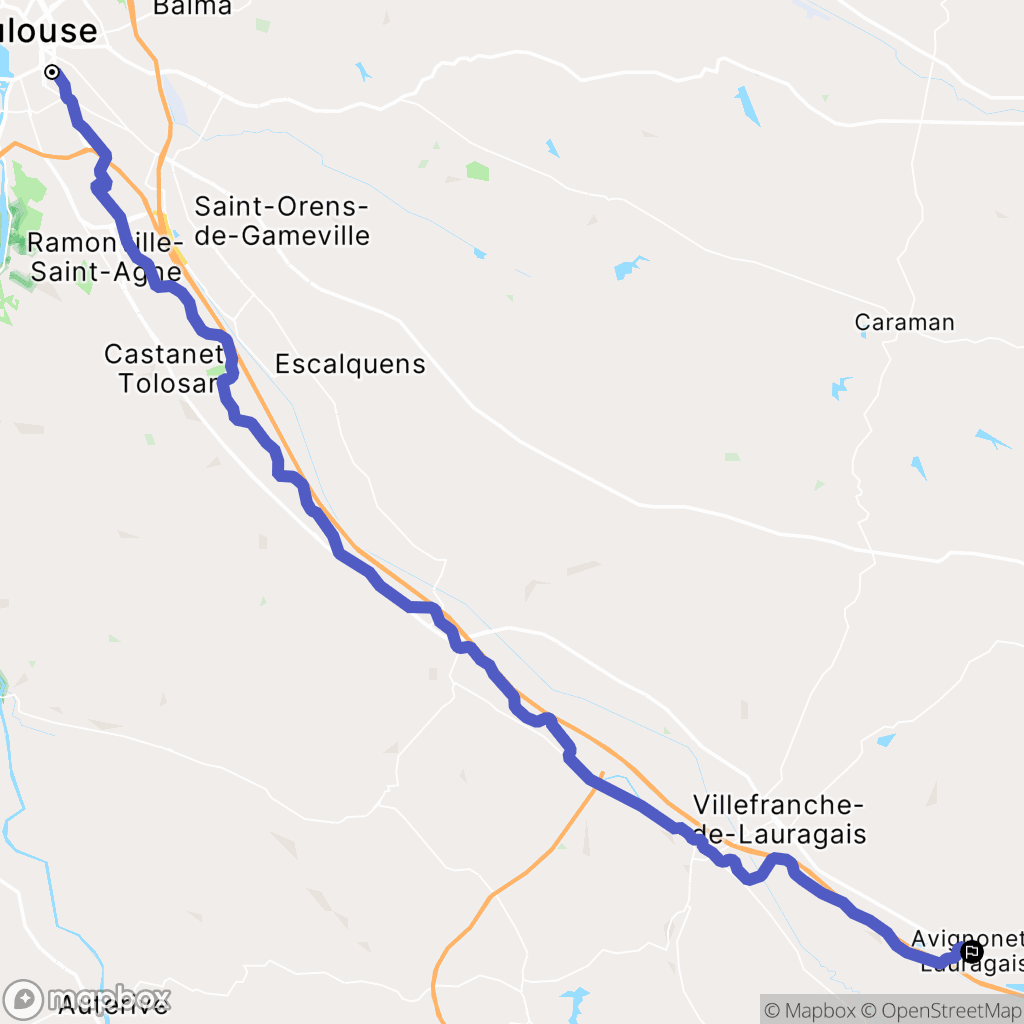 Toulouse : carte du parcours de randonnée - France