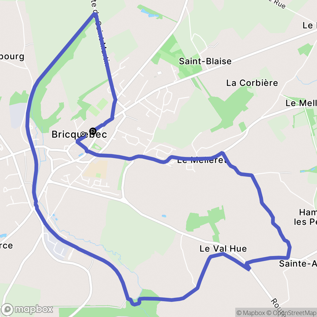Bricquebec-en-Cotentin : carte du parcours de randonnée - France