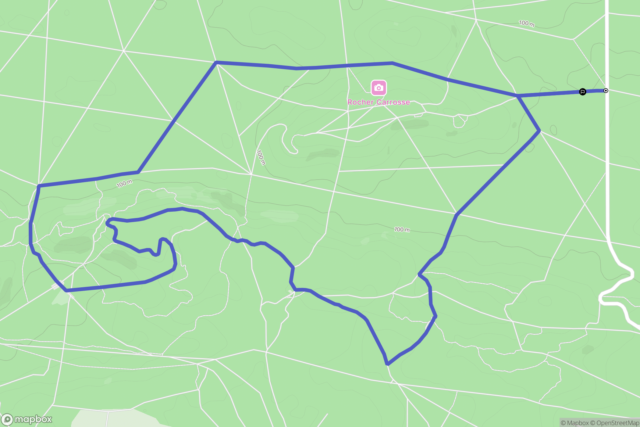 Fontainebleau : carte du parcours de randonnée - France