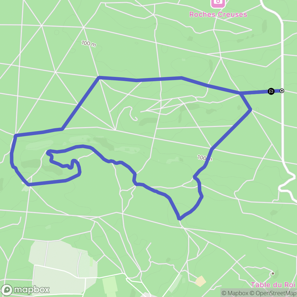 Fontainebleau : carte du parcours de randonnée - France