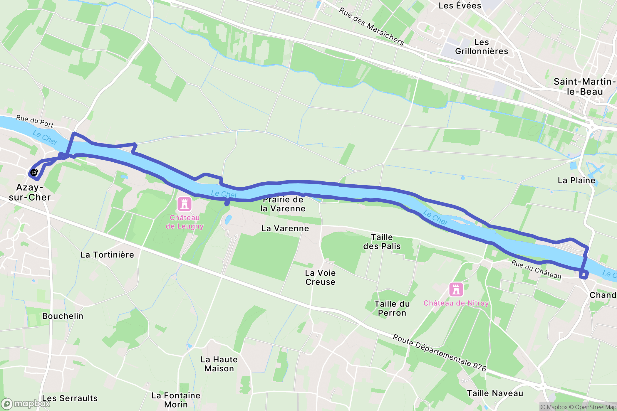 Azay-sur-Cher : carte du parcours de randonnée - France
