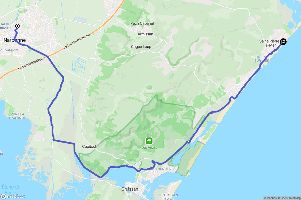 Narbonne : carte du parcours de randonnée - France