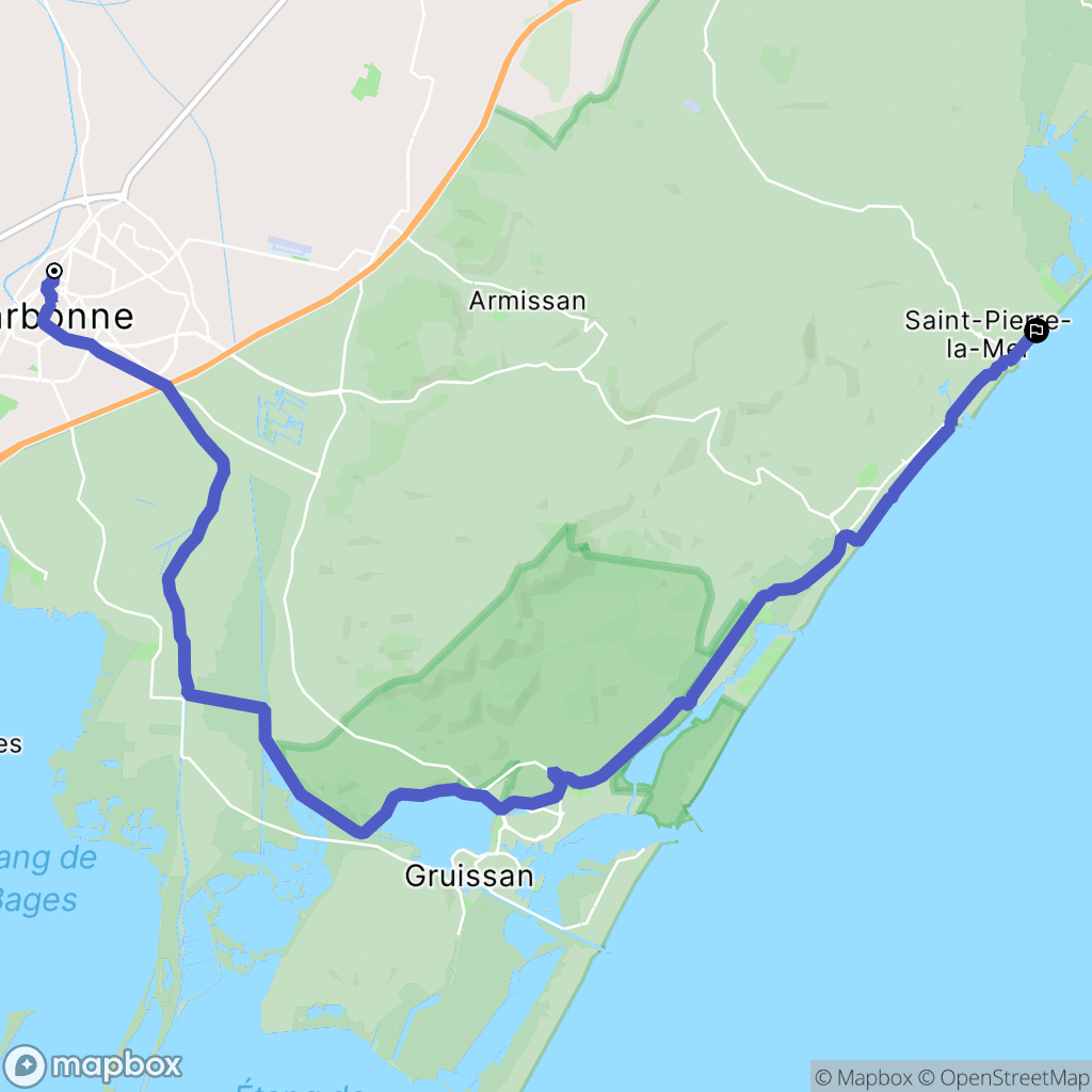 Narbonne : carte du parcours de randonnée - France