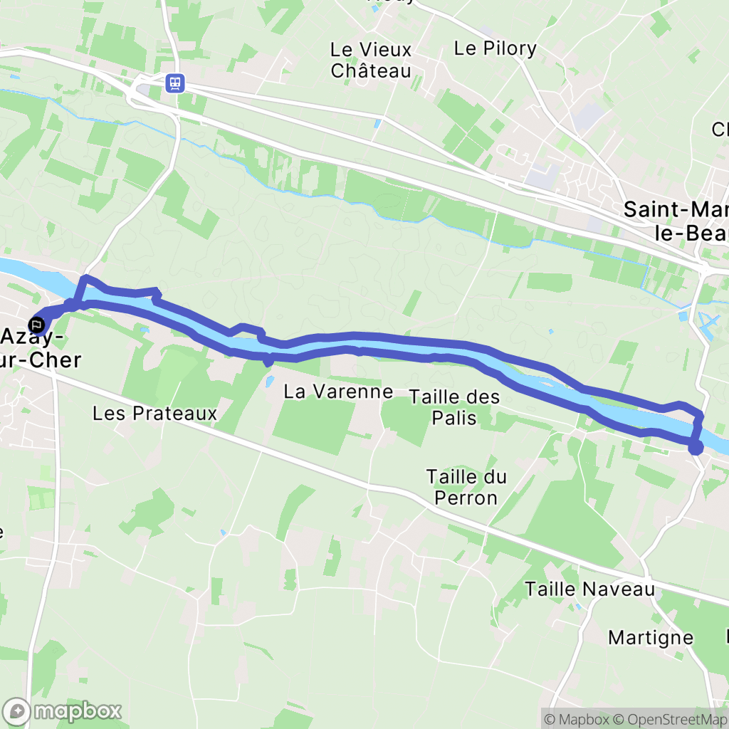 Azay-sur-Cher : carte du parcours de randonnée - France