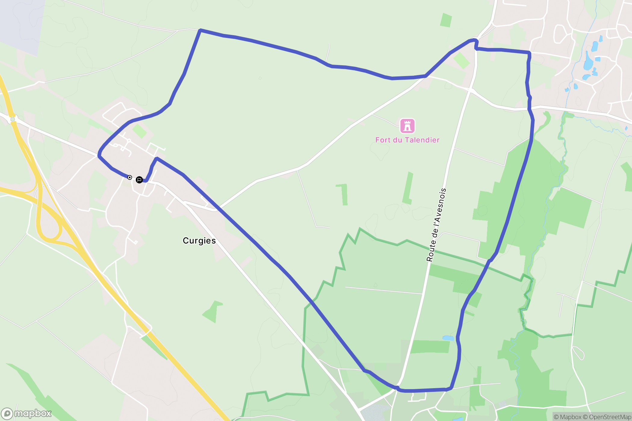 Curgies : carte du parcours de randonnée - France