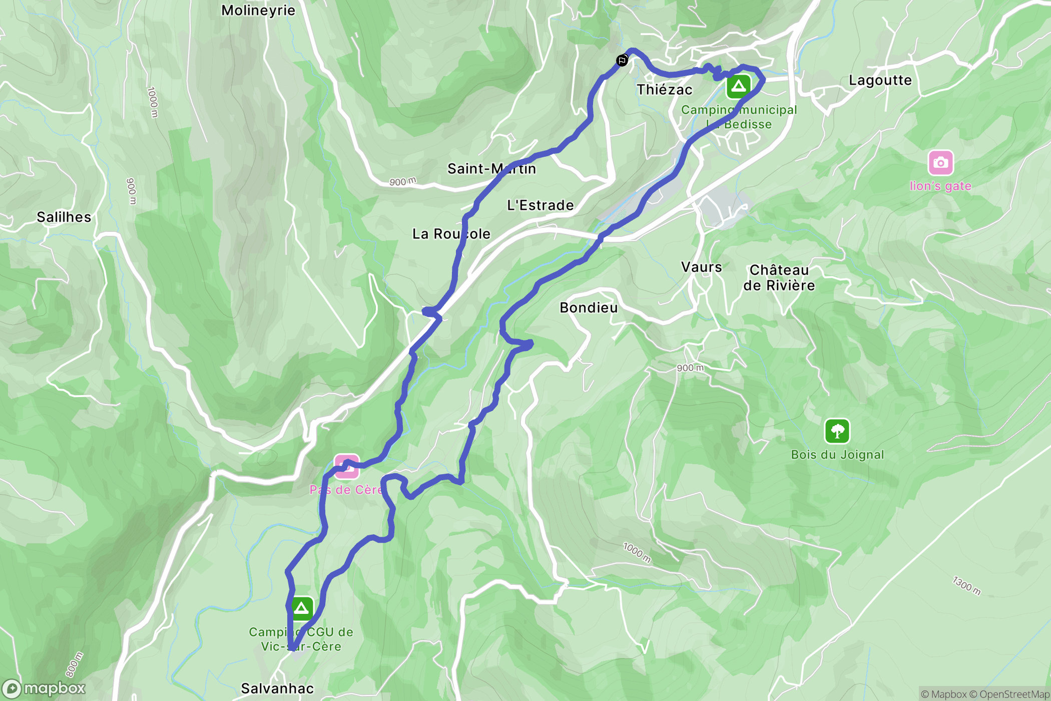 Thiézac : carte du parcours de randonnée - France