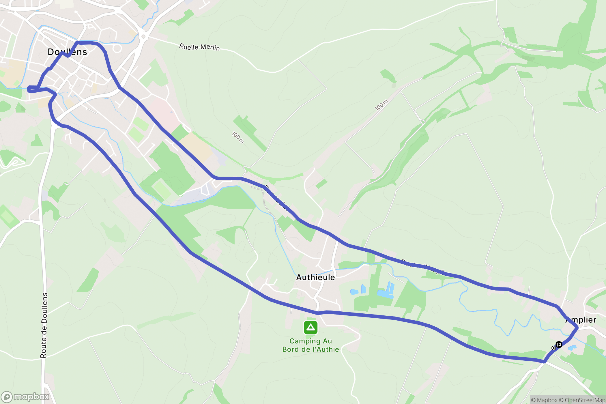 Amplier : carte du parcours de randonnée - France