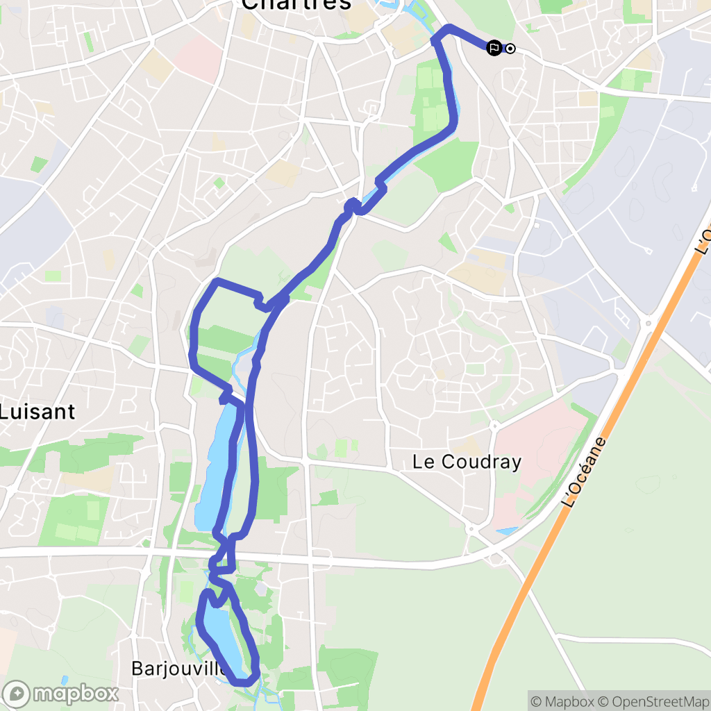 Chartres : carte du parcours de randonnée - France