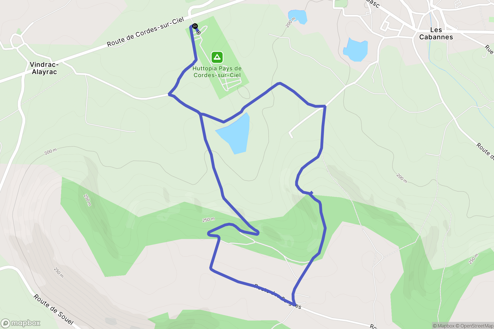 Les Cabannes : carte du parcours de randonnée - France