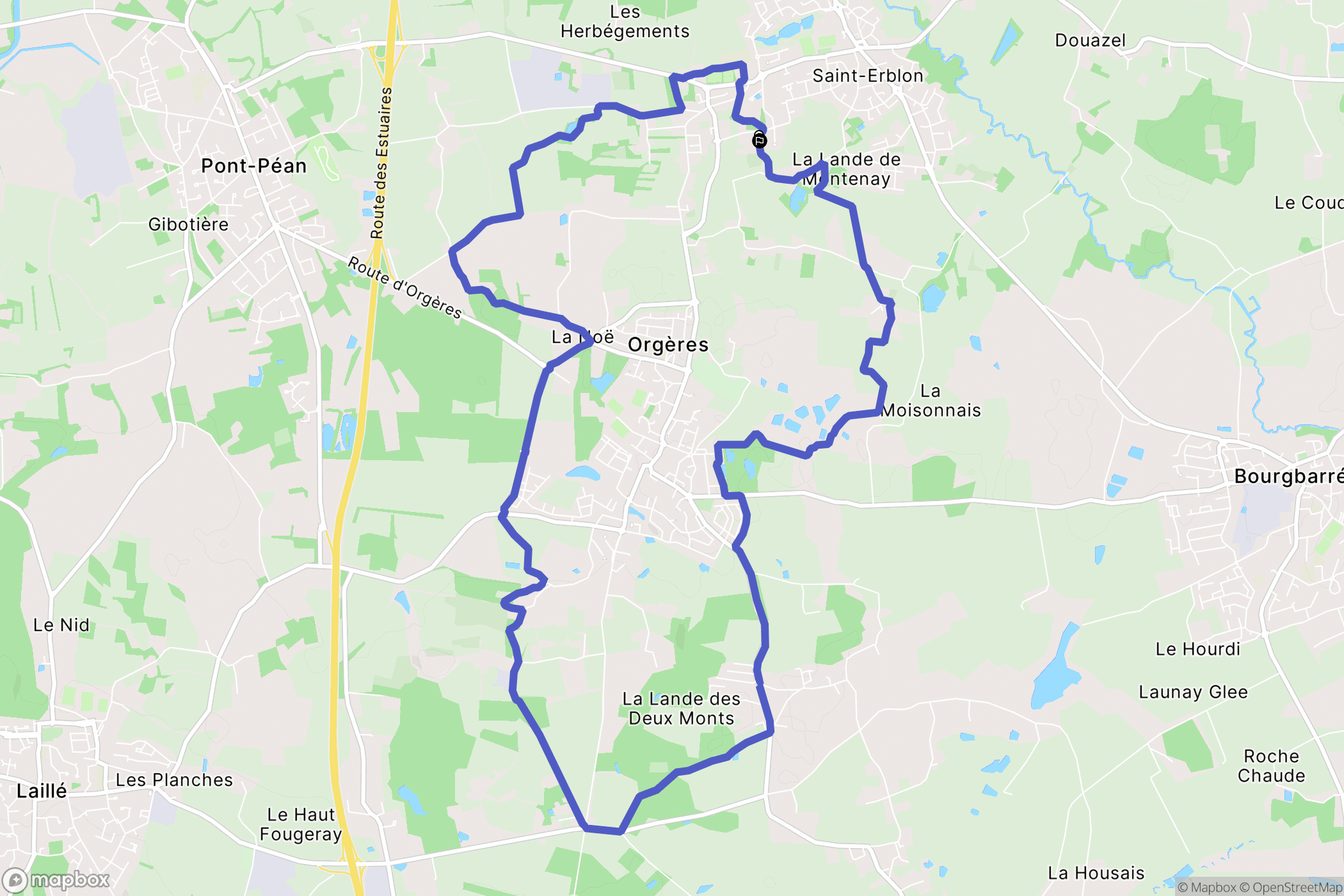 Orgères : carte du parcours de randonnée - France
