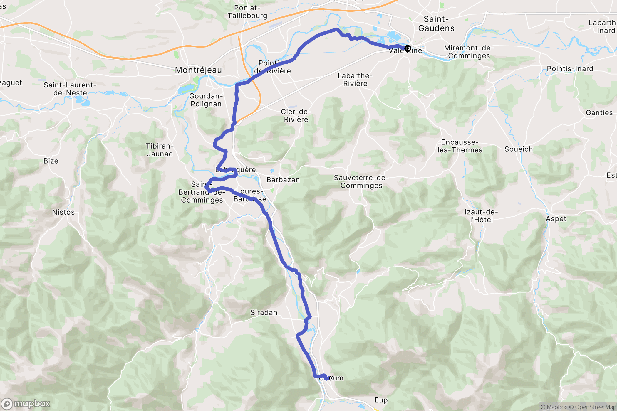 Chaum : carte du parcours de randonnée - France