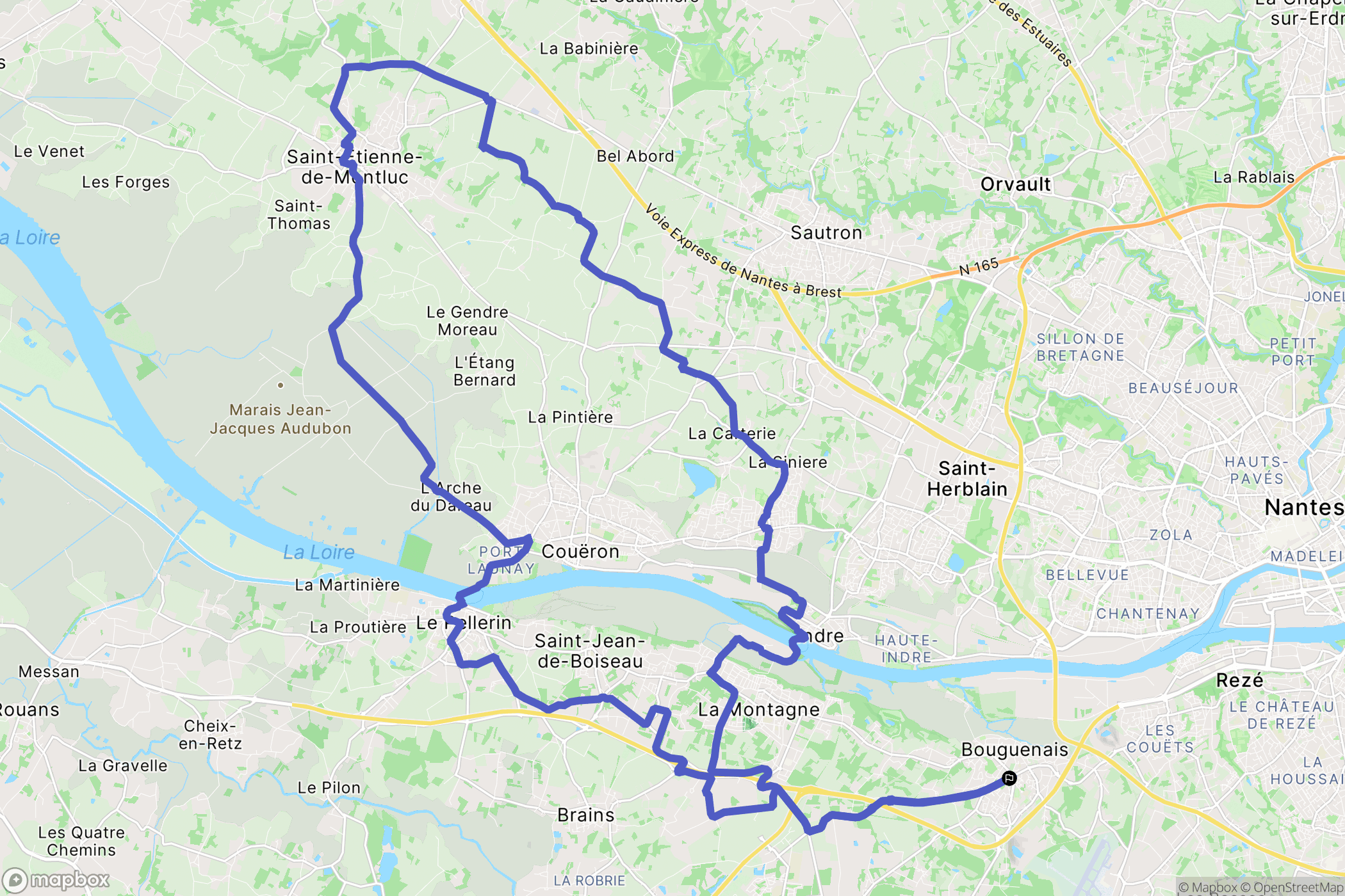 Bouguenais : carte du parcours de randonnée - France