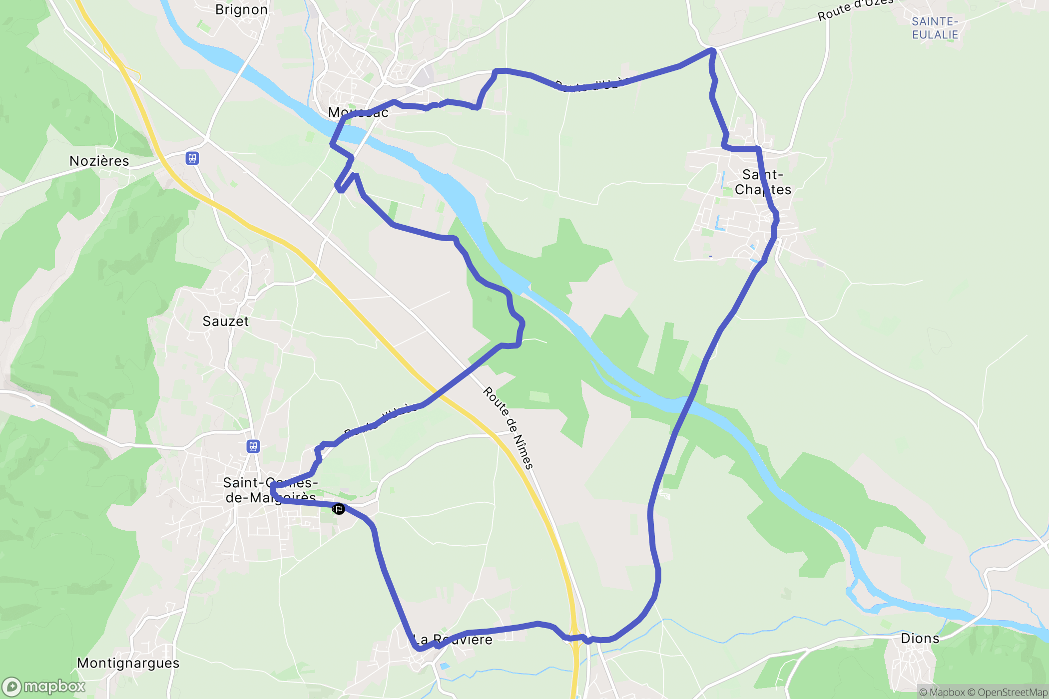 Saint-Génies-de-Malgoirès : carte du parcours de randonnée - France