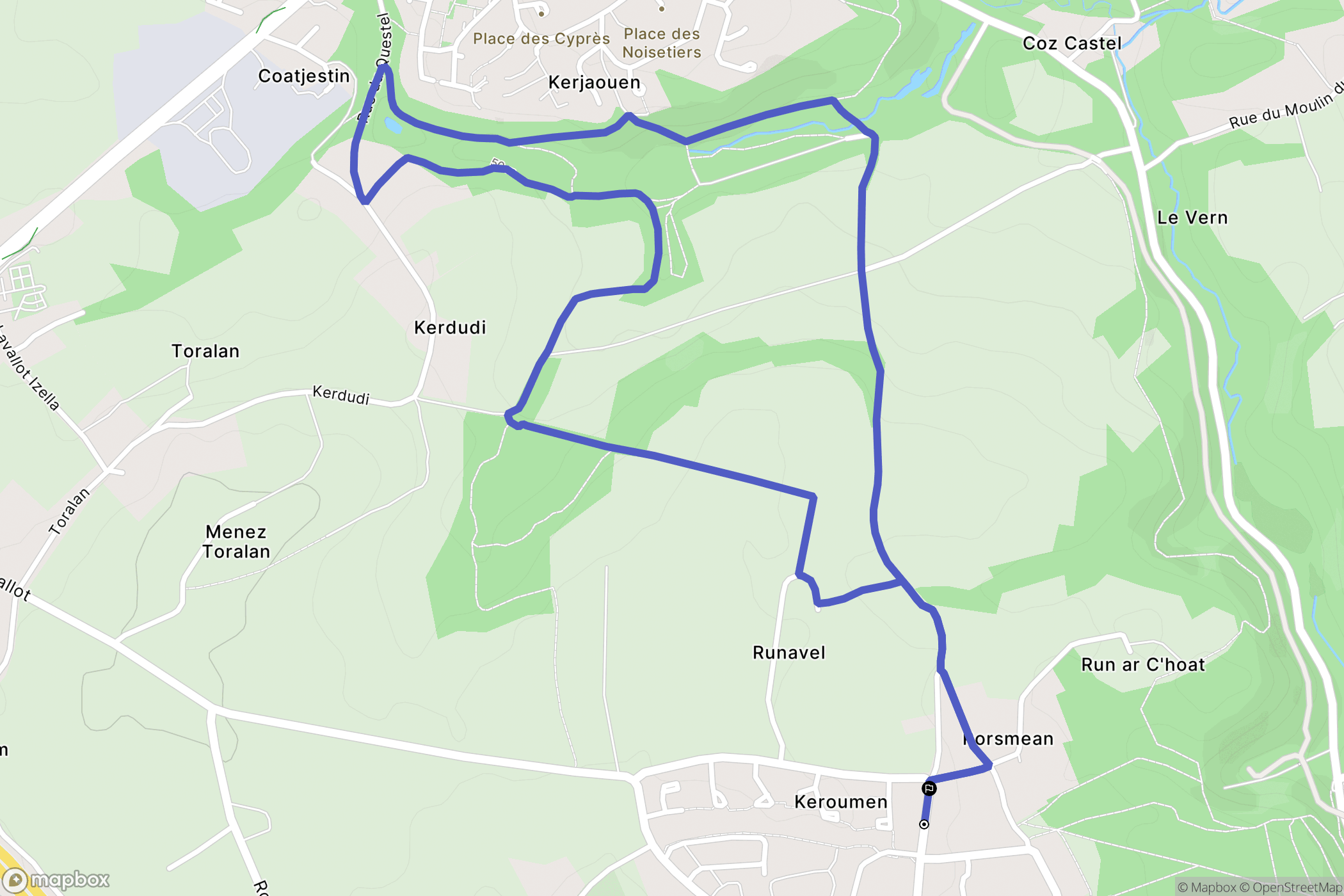 Le Relecq-Kerhuon : carte du parcours de randonnée - France