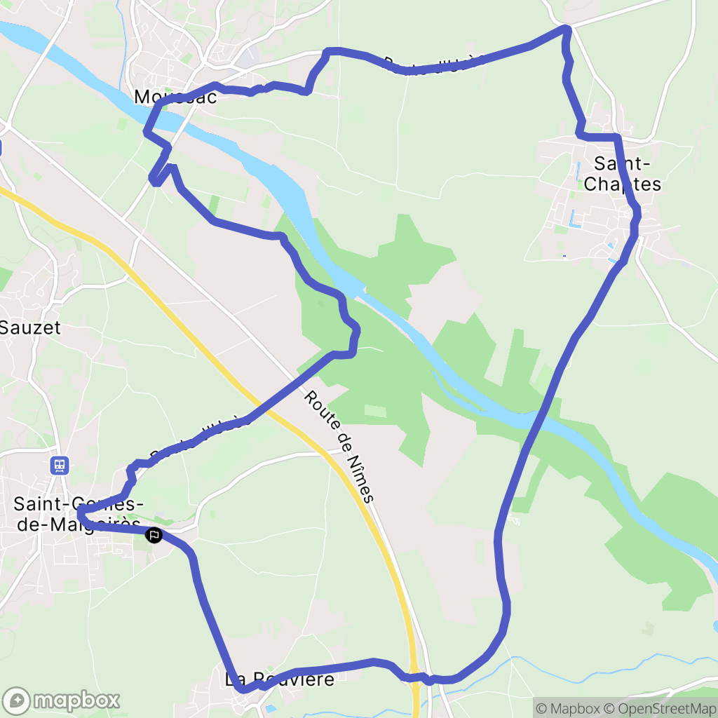 Saint-Génies-de-Malgoirès : carte du parcours de randonnée - France
